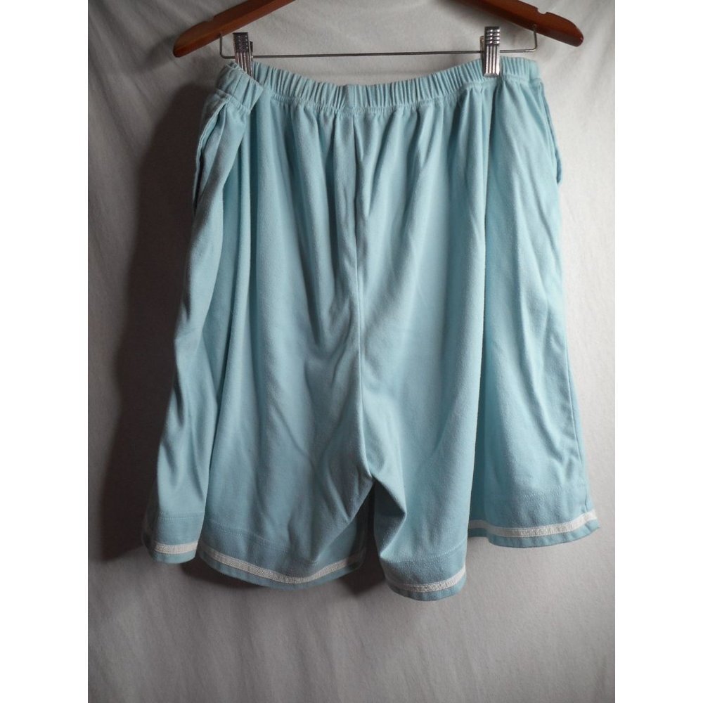 Junonia cotton blend Knit Blue shorts elastic waist pockets Sz 2X PJ casual - Picture 3 of 4